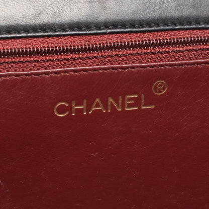 Chanel Shoulder Bag Quilted Single Flap Black Lambskin Push Lock Chain — view 4
