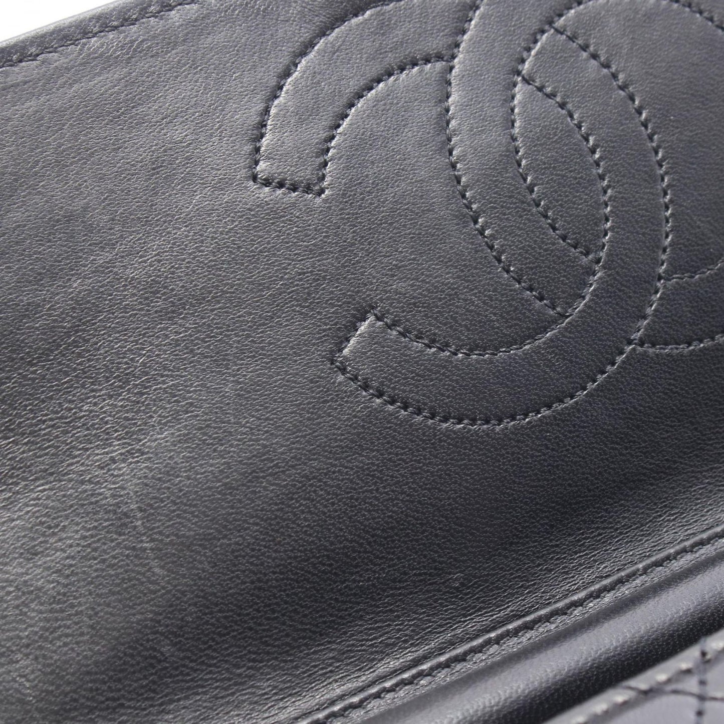 Chanel Shoulder Bag Quilted Single Flap Black Lambskin Push Lock Chain — view 6