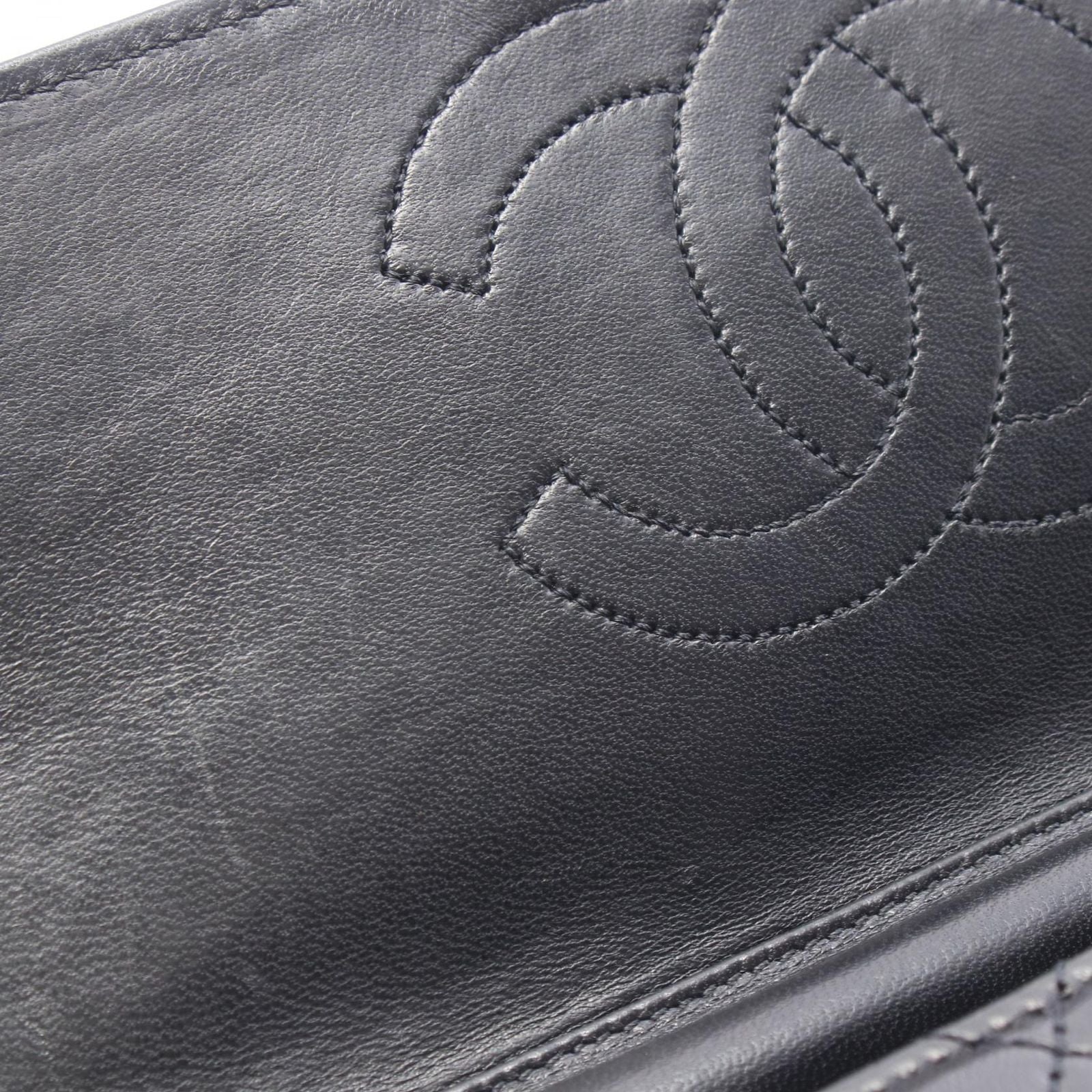 Chanel Shoulder Bag Quilted Single Flap Black Lambskin Push Lock Chain — view 6