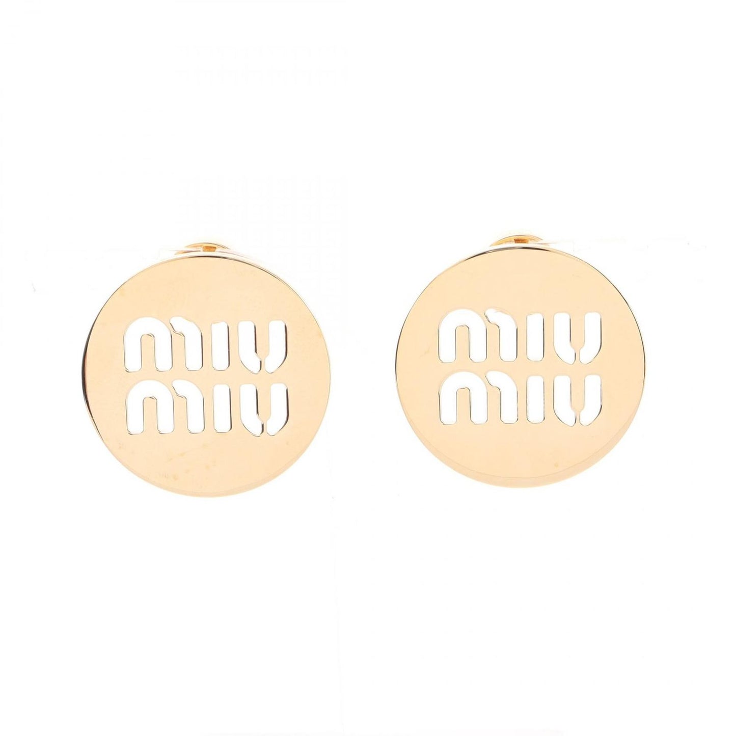 Miu Miu Earrings Logo Circle Gold