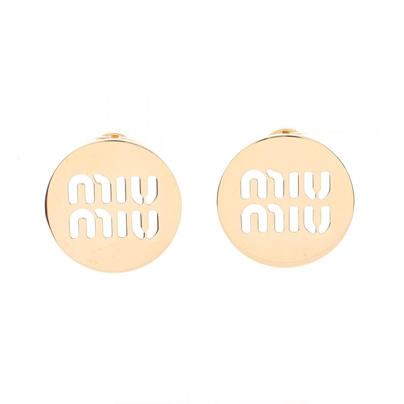 Miu Miu Earrings Logo Circle Gold