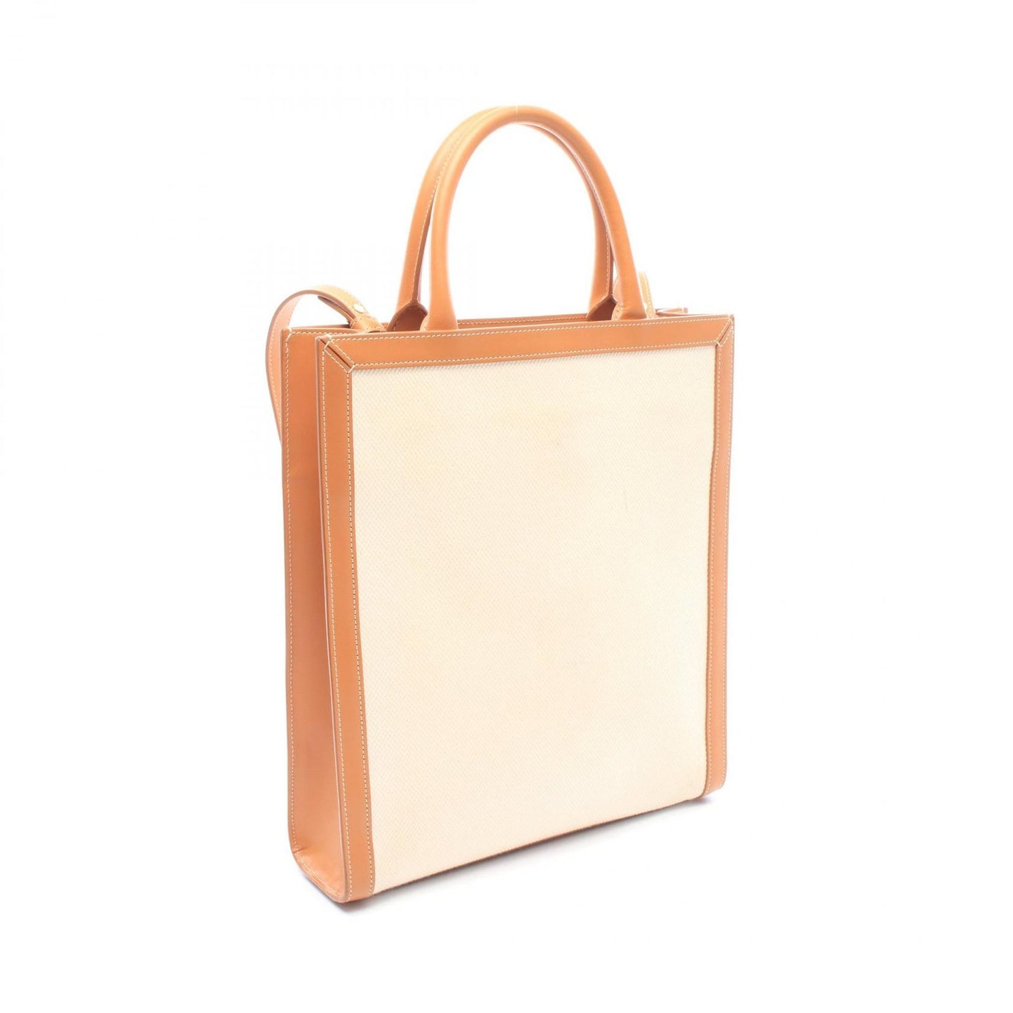 Celine Tote Bag Small Vertical Ivory Camel Black Canvas Leather — view 2