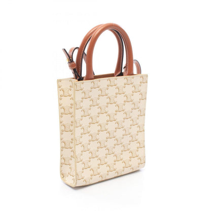 Celine Handbag Mini Vertical Cabas Triomphe 2-Way Ivory Brown Leather — view 2