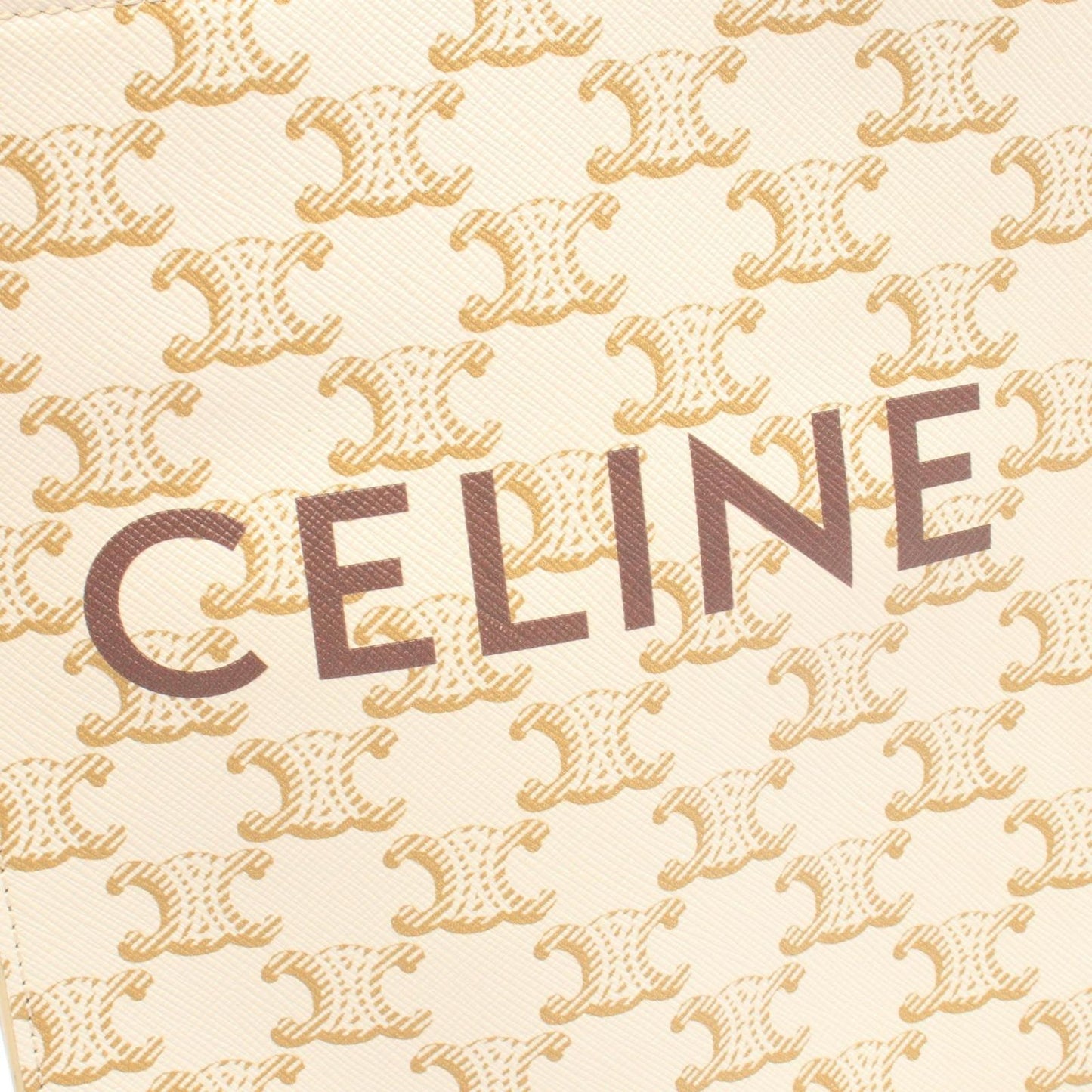 Celine Handbag Mini Vertical Cabas Triomphe 2-Way Ivory Brown Leather — view 4
