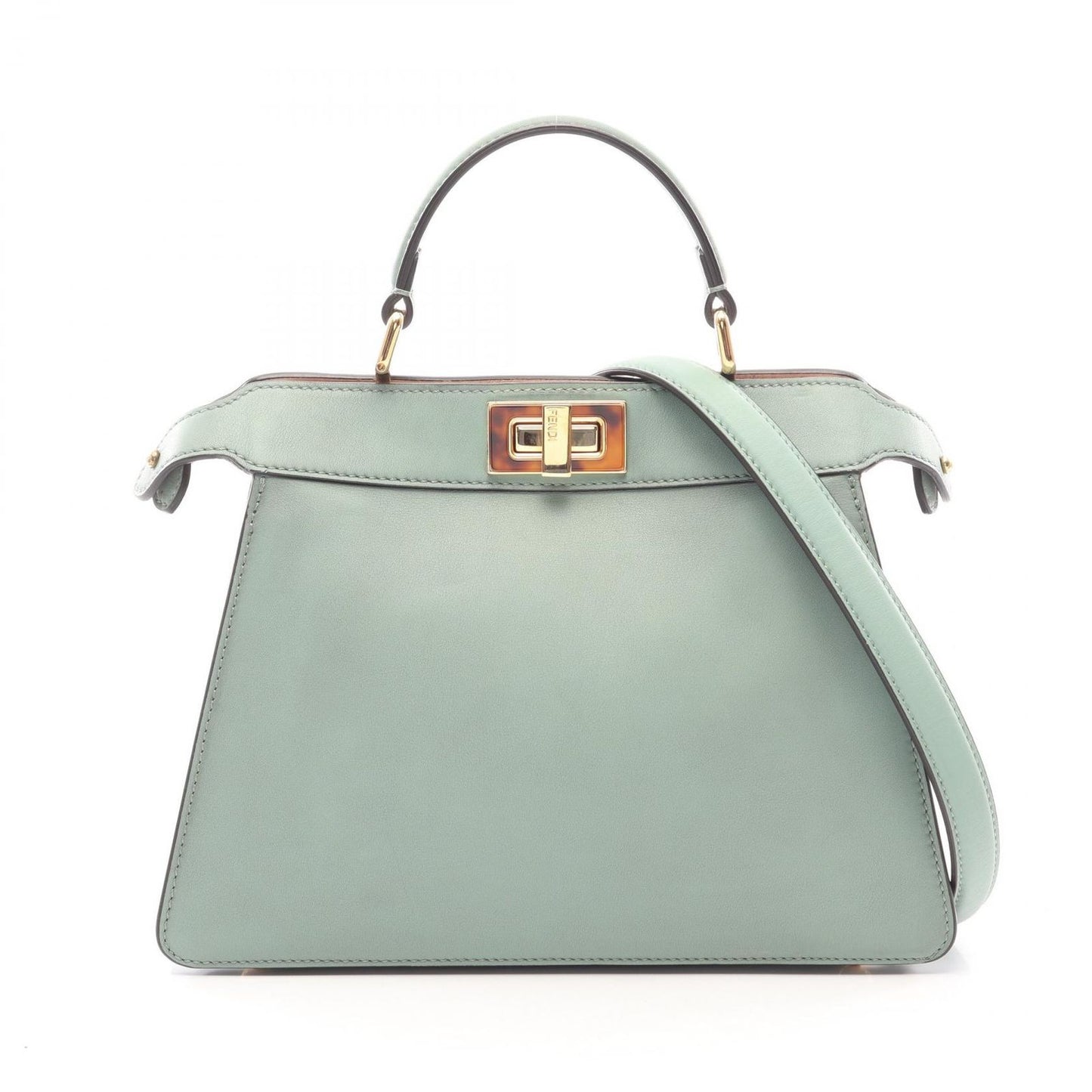 Fendi Handbag Peekaboo ISeeU Small Selleria Green Pink Beige Leather