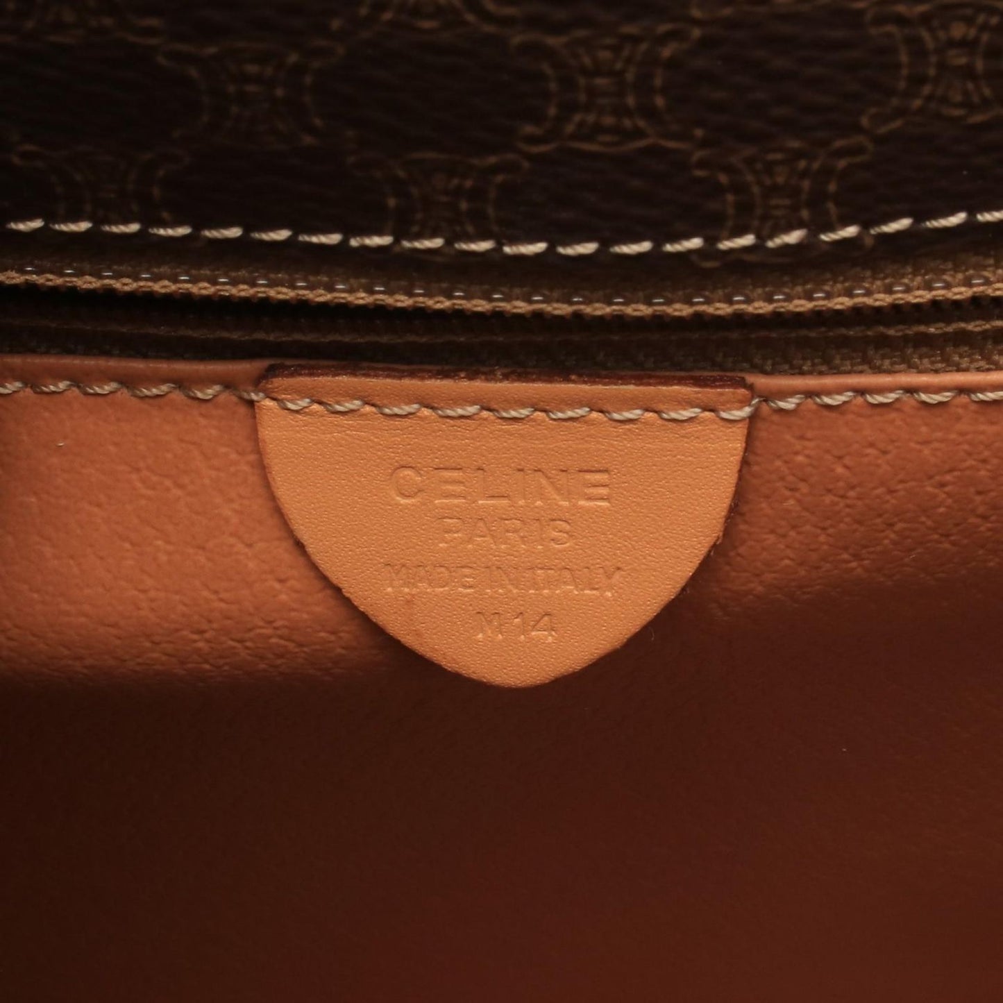 Celine Shoulder Bag Macadam Brown Beige Leather Gancini — view 4