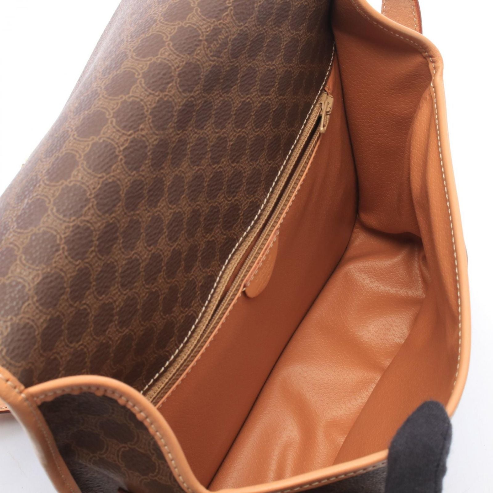 Celine Shoulder Bag Macadam Brown Beige Leather Gancini — view 3