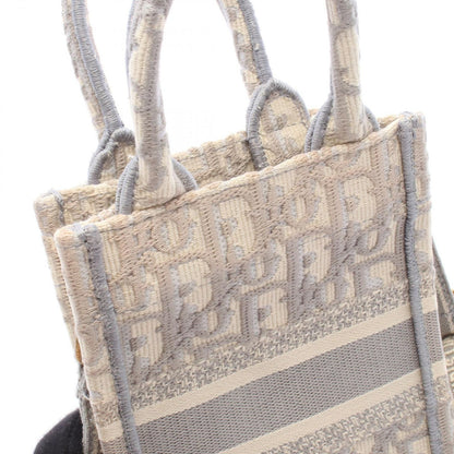 Dior Handbag Book Tote Vertical Mini Phone 2-Way Gray Ivory Canvas Oblique — view 5