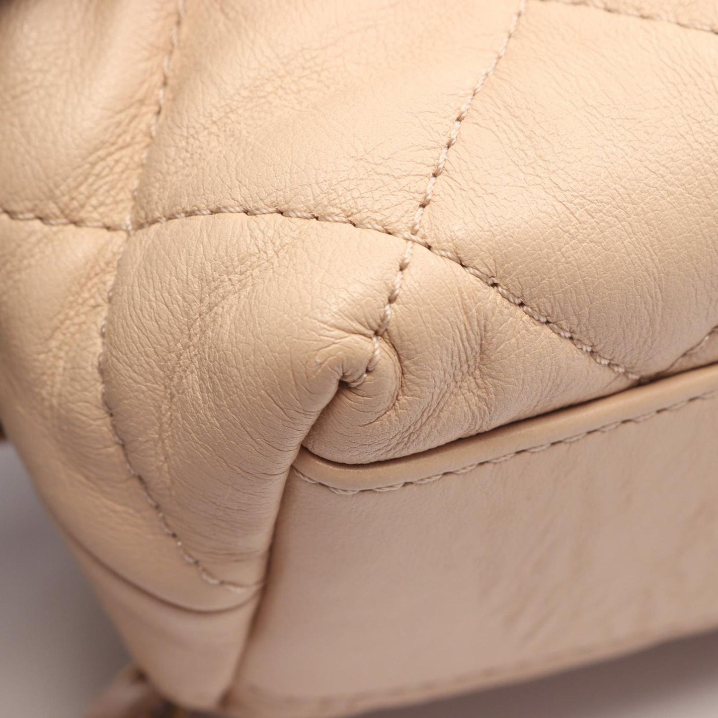 Chanel Shoulder Bag Quilted 2-Way Beige Lambskin Small Chain — view 6