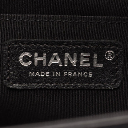 Chanel Shoulder Bag Boy Antique Silver Black Lambskin Chevron V-stitch Chain — view 4