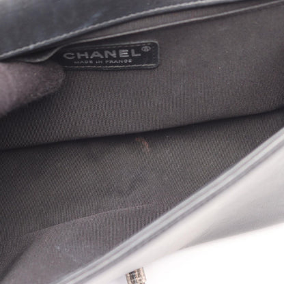 Chanel Shoulder Bag Boy Antique Silver Black Lambskin Chevron V-stitch Chain — view 7