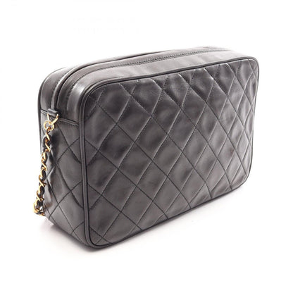Chanel Shoulder Bag Quilted Black Lambskin Diamond Stitch CC Logo Fringe Chain — view 2