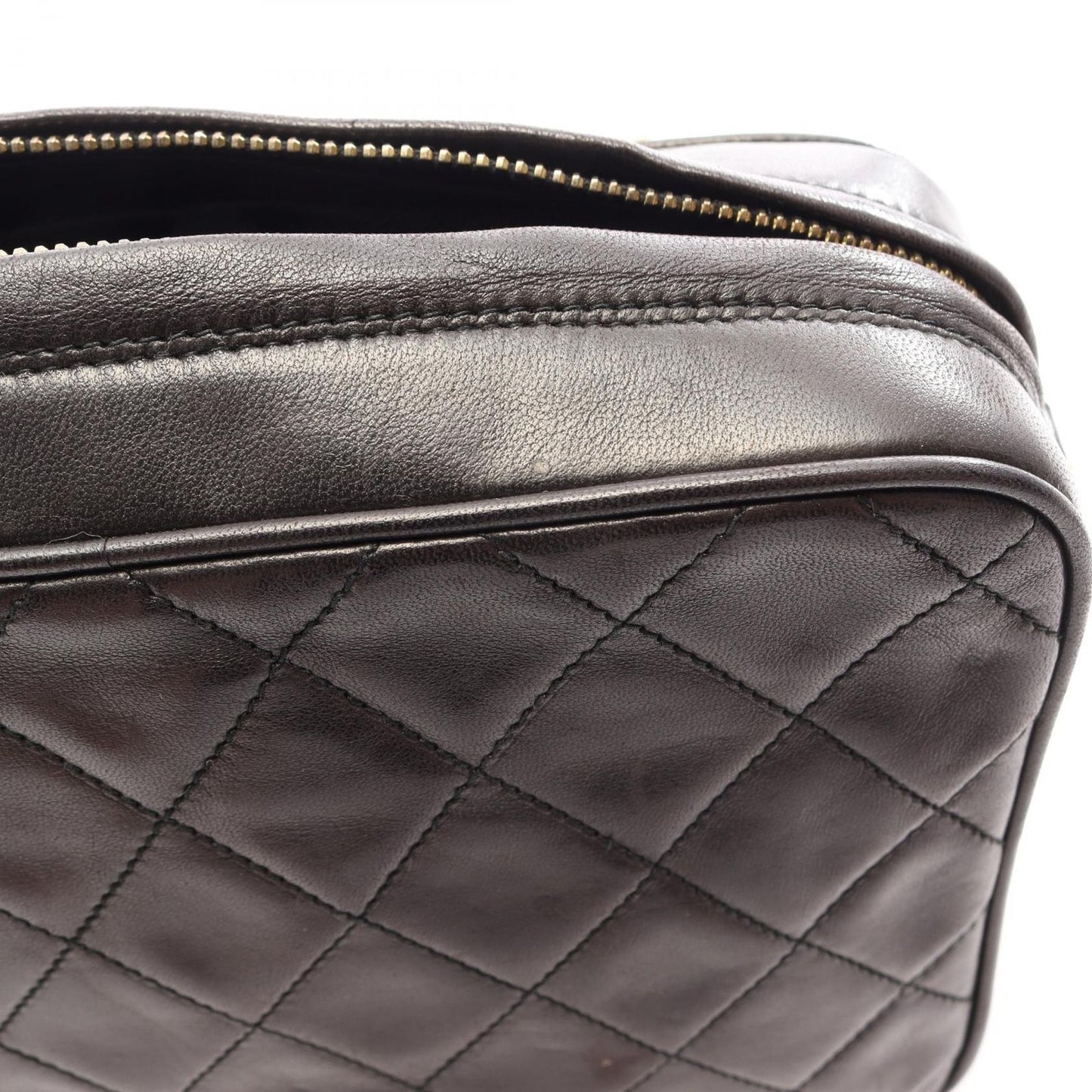 Chanel Shoulder Bag Quilted Black Lambskin Diamond Stitch CC Logo Fringe Chain — view 6