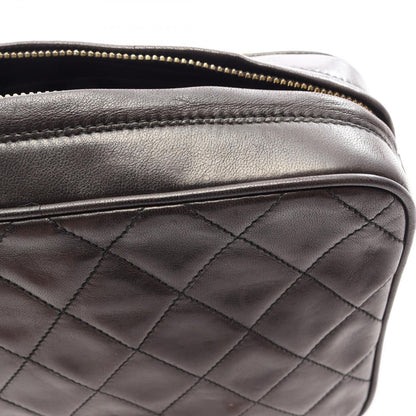 Chanel Shoulder Bag Quilted Black Lambskin Diamond Stitch CC Logo Fringe Chain — view 6