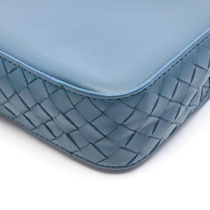 Bottega Veneta Shoulder Bag Intrecciato Blue Lambskin Chain Wallet — view 6