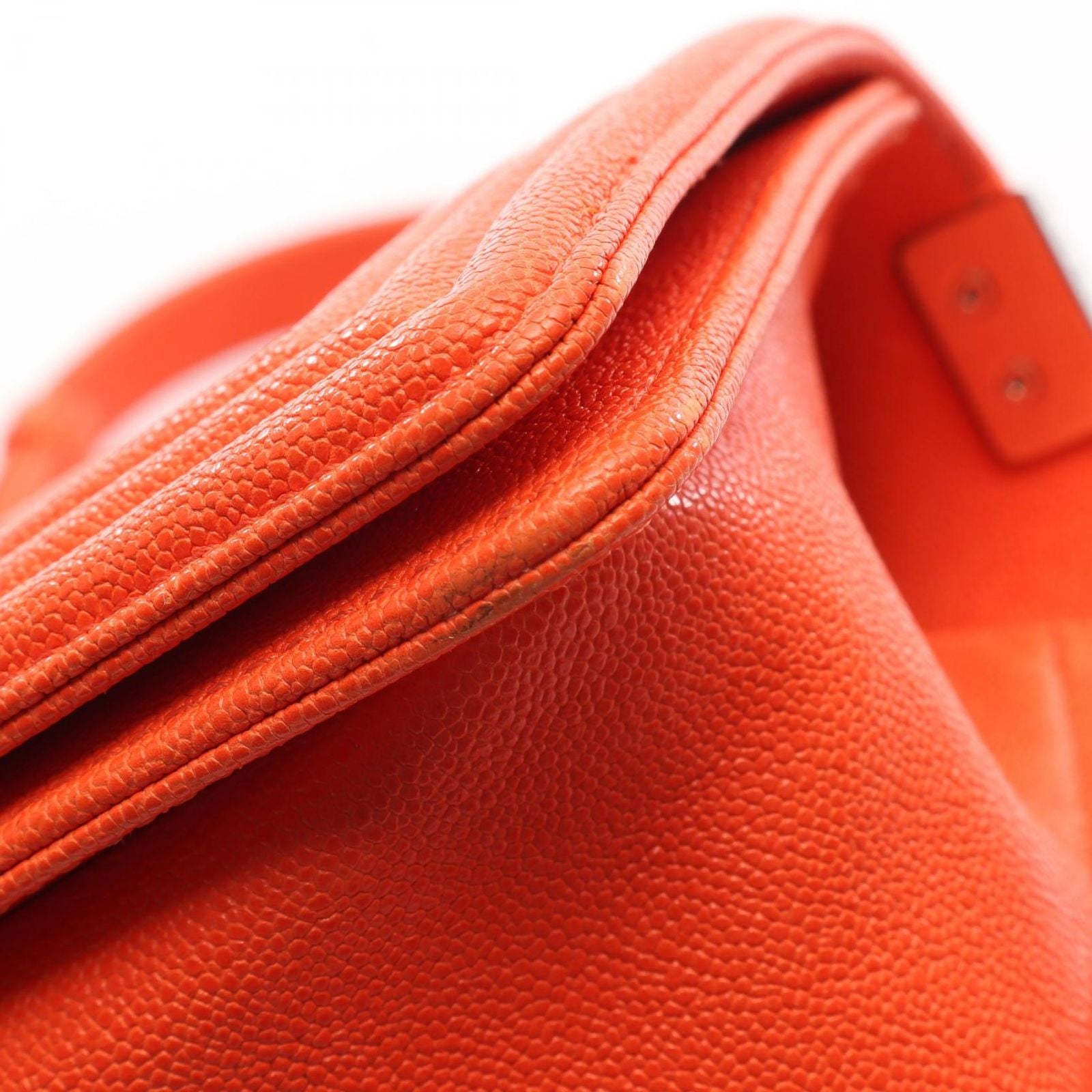 Chanel Shoulder Bag Boy Small Orange Caviar Leather Chain — view 7