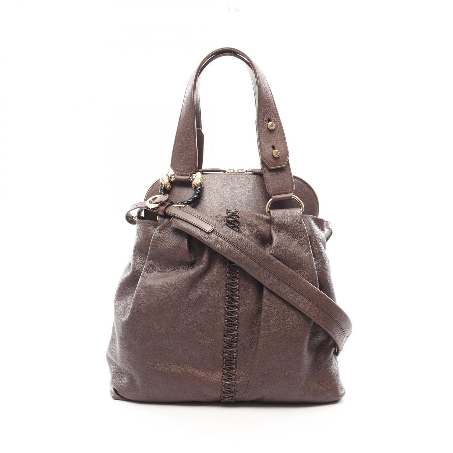 Bvlgari Handbag Leoni 2-Way Brown Leather Tote