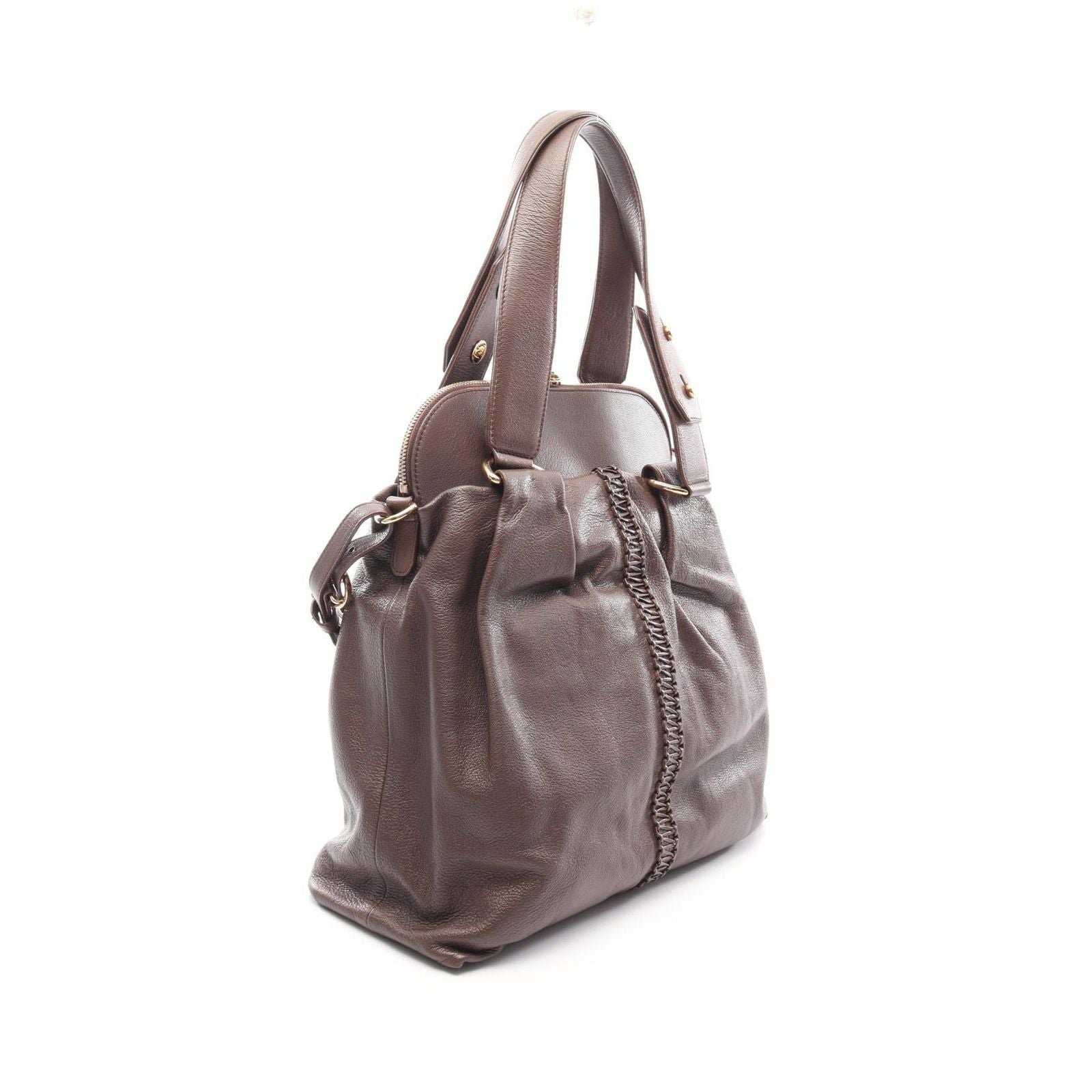 Bvlgari Handbag Leoni 2-Way Brown Leather Tote — view 2