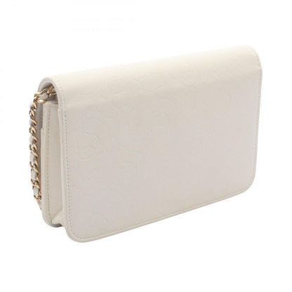 Chanel Shoulder Bag Camellia White Caviar Leather Chain Wallet — view 2