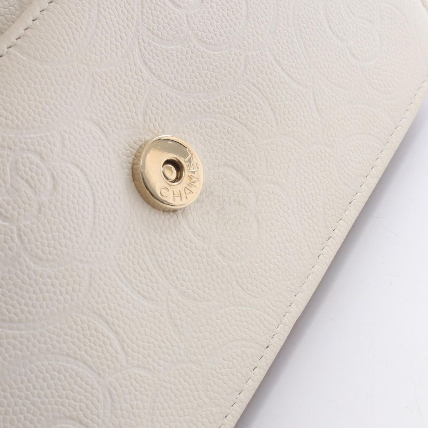 Chanel Shoulder Bag Camellia White Caviar Leather Chain Wallet — view 7