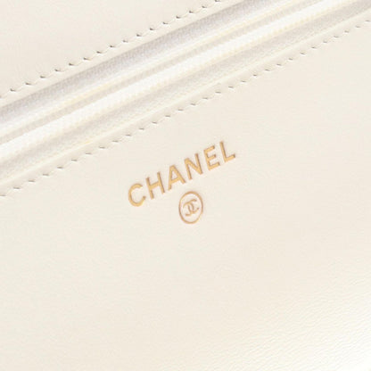 Chanel Shoulder Bag Camellia White Caviar Leather Chain Wallet — view 4