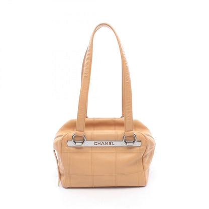Chanel Shoulder Bag Choco Bar Beige Caviar Leather