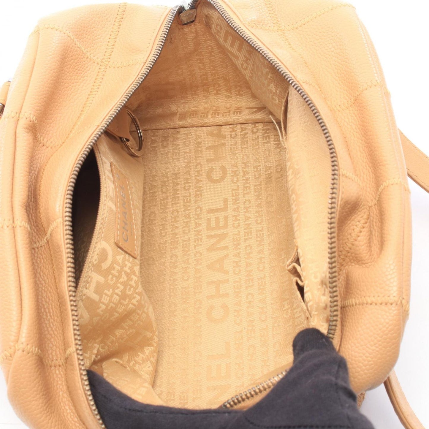 Chanel Shoulder Bag Choco Bar Beige Caviar Leather — view 3