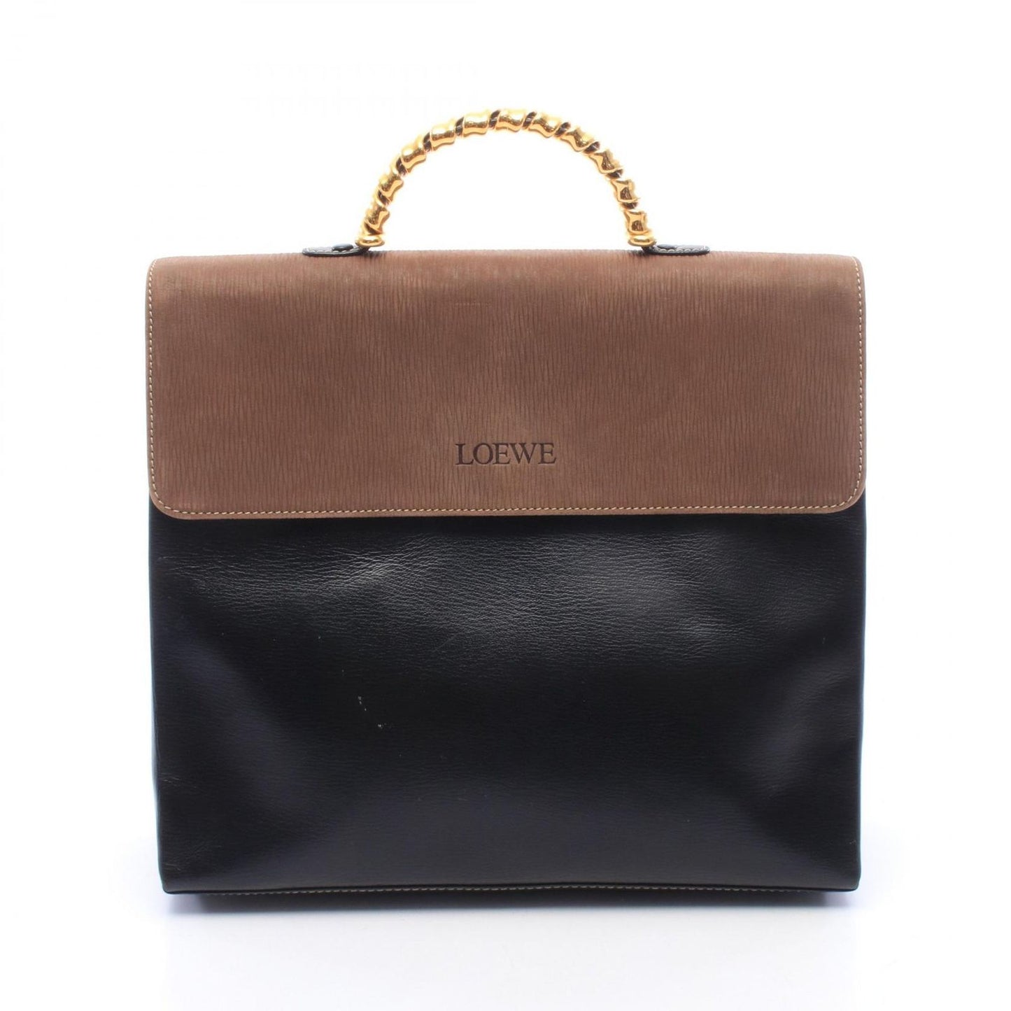 Loewe Handbag Velasquez Twist Brown Black Leather