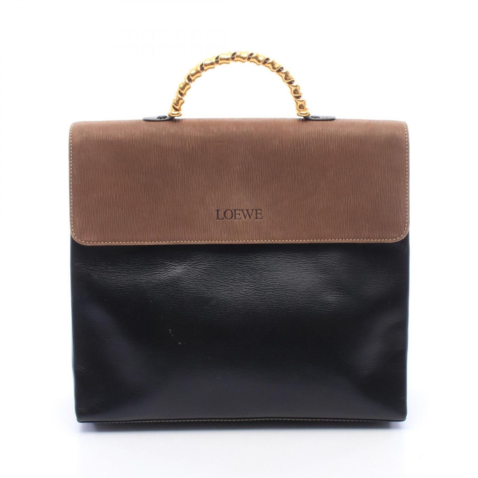 Loewe Handbag Velasquez Twist Brown Black Leather