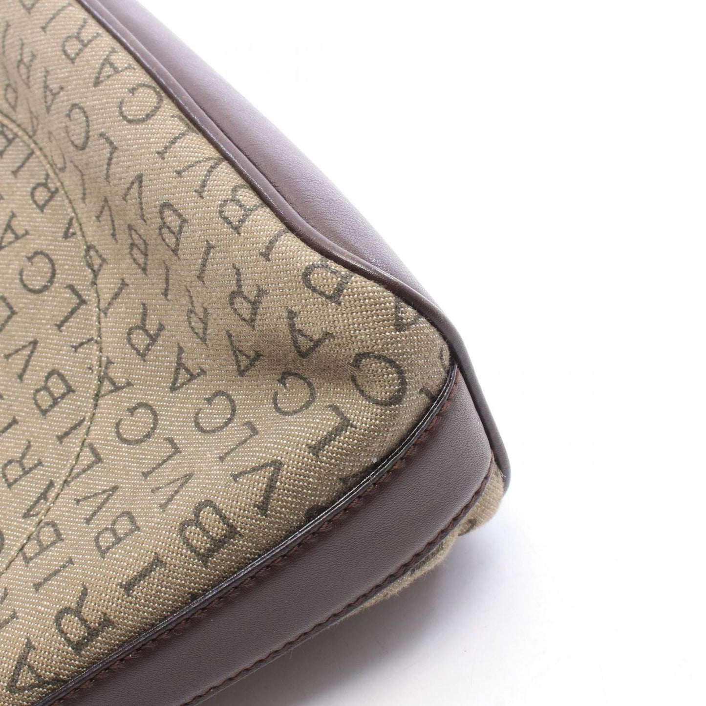 Bvlgari Shoulder Bag Logomania Khaki Brown Canvas Leather — view 5