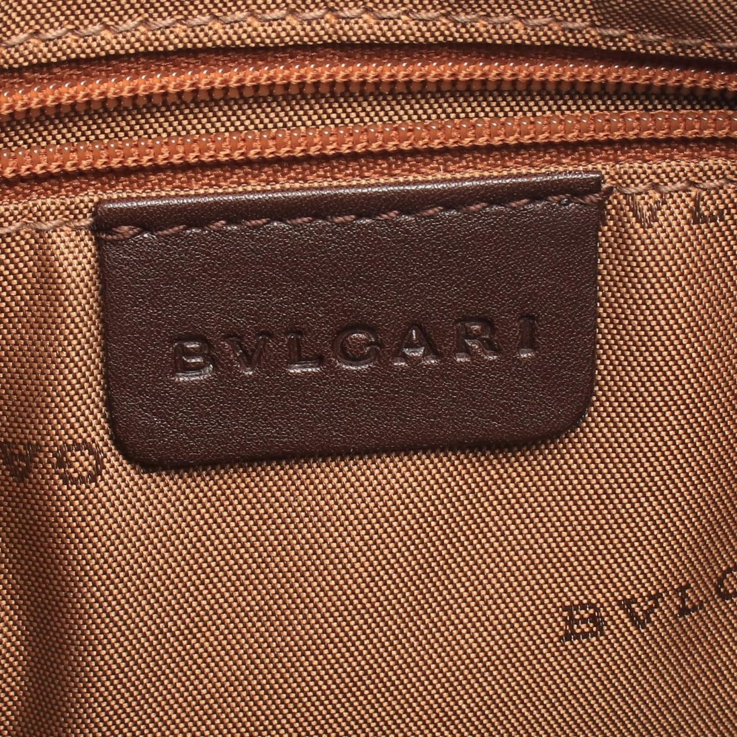 Bvlgari Shoulder Bag Logomania Khaki Brown Canvas Leather — view 4
