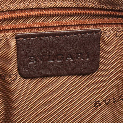 Bvlgari Shoulder Bag Logomania Khaki Brown Canvas Leather — view 4