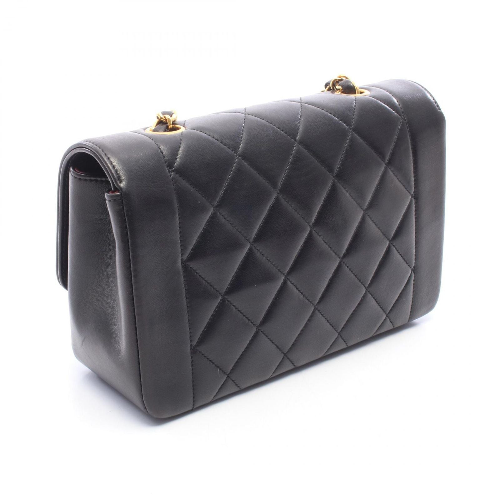 Chanel Shoulder Bag Quilted Diana Flap Black Lambskin Chain — view 2