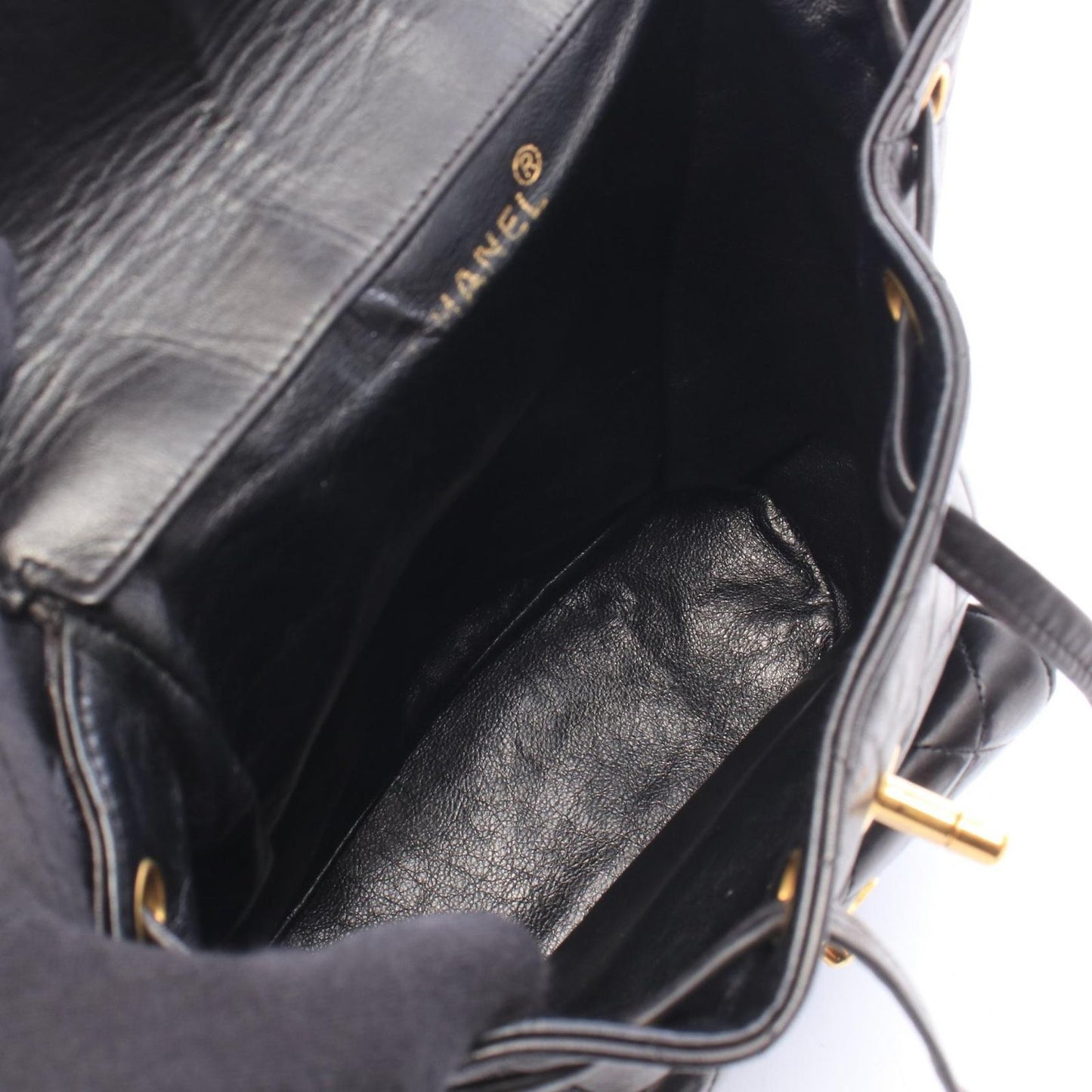 Chanel Backpack Quilted Turnlock Chain Black Lambskin — view 3