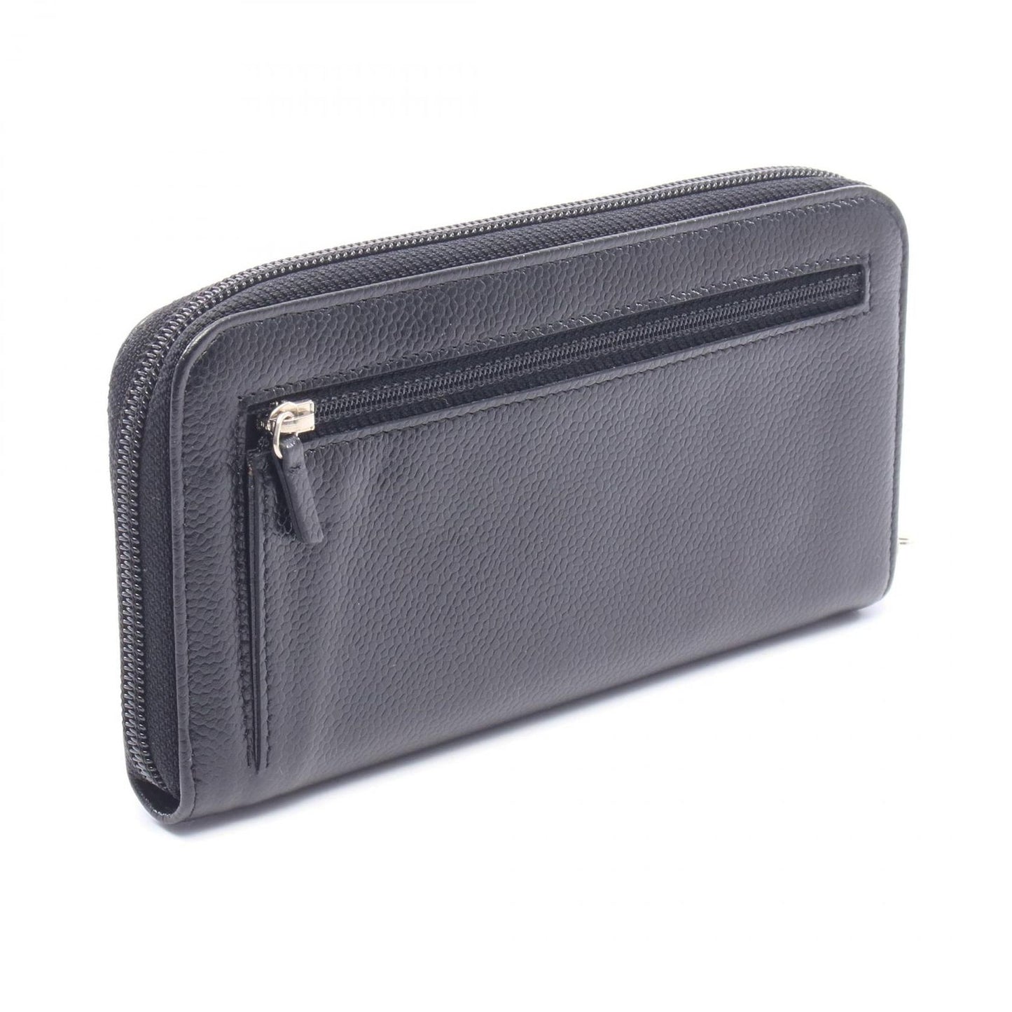 Chanel Round Wallet CC Logo Black Caviar Leather — view 2