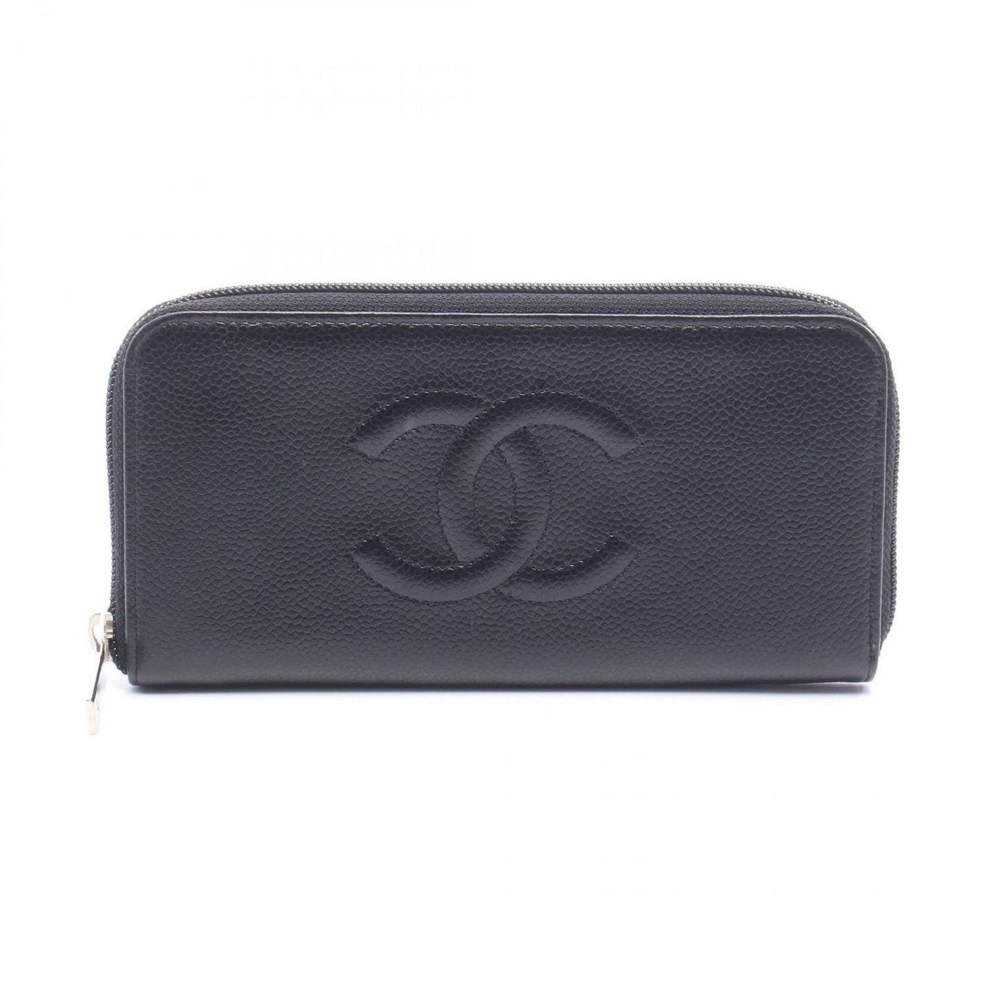 Chanel Round Wallet CC Logo Black Caviar Leather