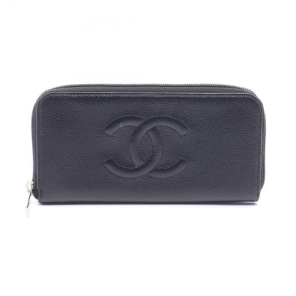 Chanel Round Wallet CC Logo Black Caviar Leather