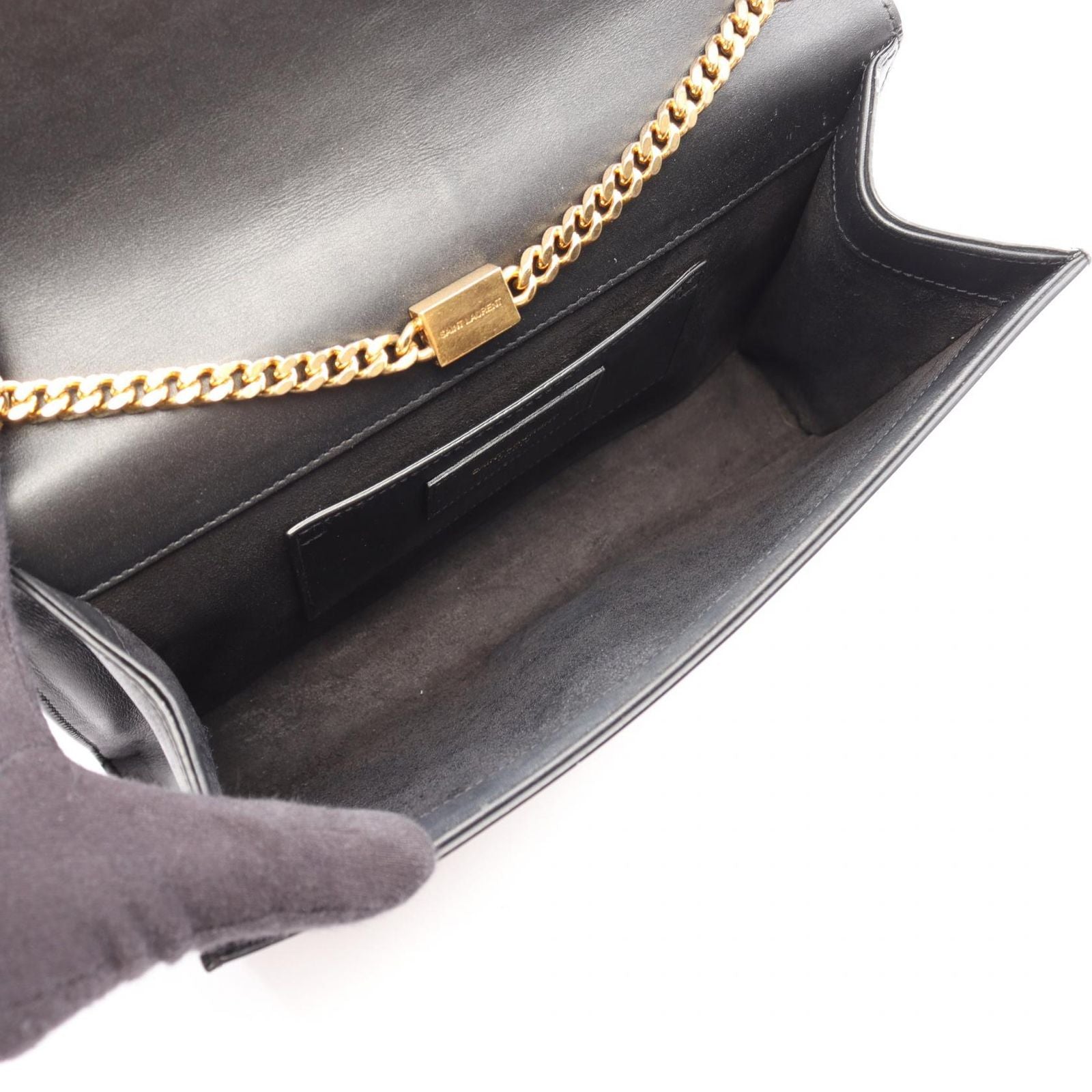 Saint Laurent Paris Shoulder Bag Kate Monogram Black Leather Tassel Medium — view 3