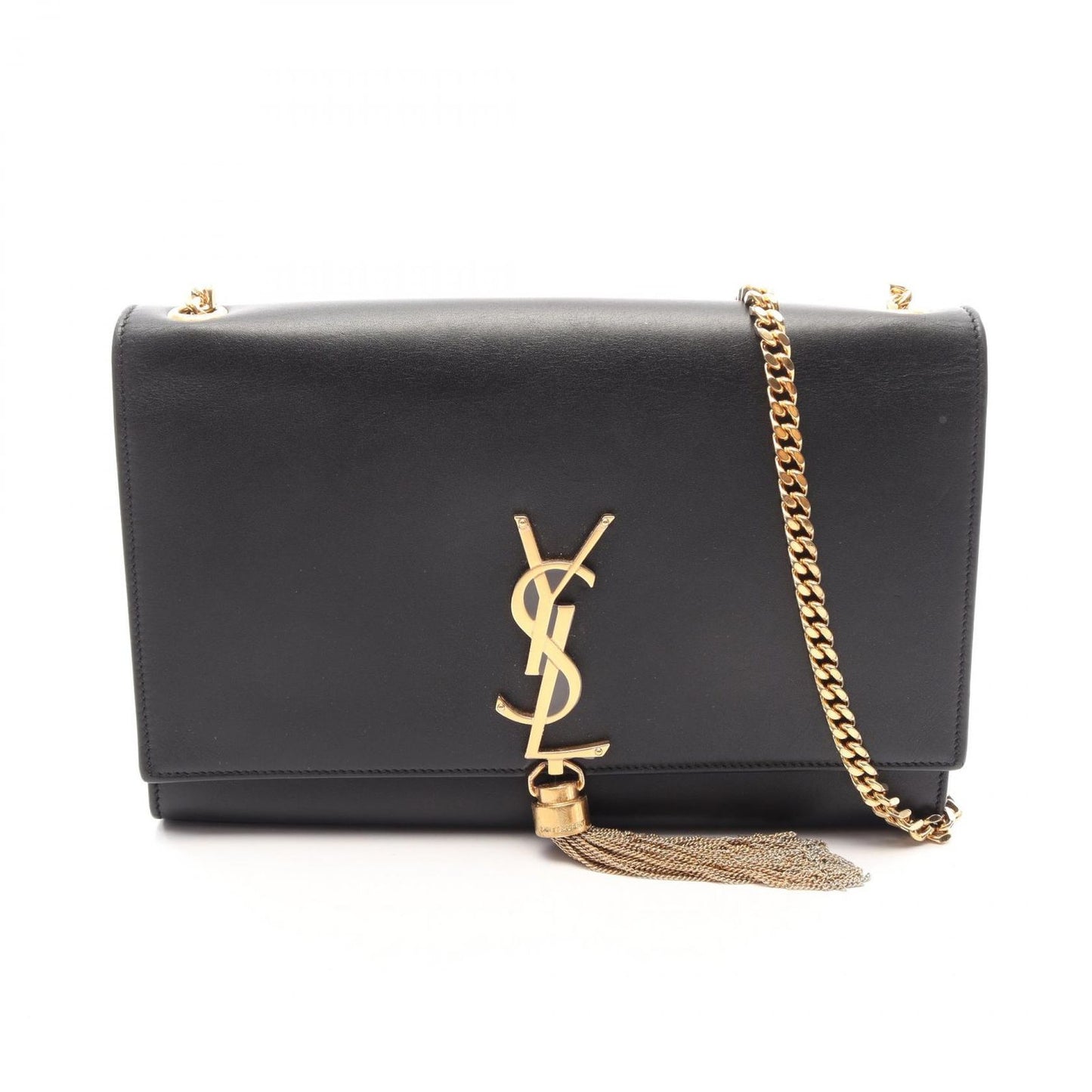 Saint Laurent Paris Shoulder Bag Kate Monogram Black Leather Tassel Medium