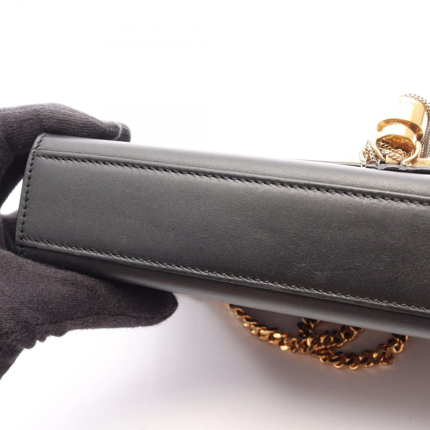 Saint Laurent Paris Shoulder Bag Kate Monogram Black Leather Tassel Medium — view 7