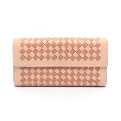 Bottega Veneta Bifold Wallet Intrecciato Pink Beige Brown Leather