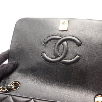 Chanel Shoulder Bag Quilted Full Flap Black Lambskin Chain — view 7