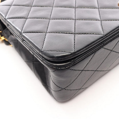Chanel Shoulder Bag Quilted Full Flap Black Lambskin Chain — view 8