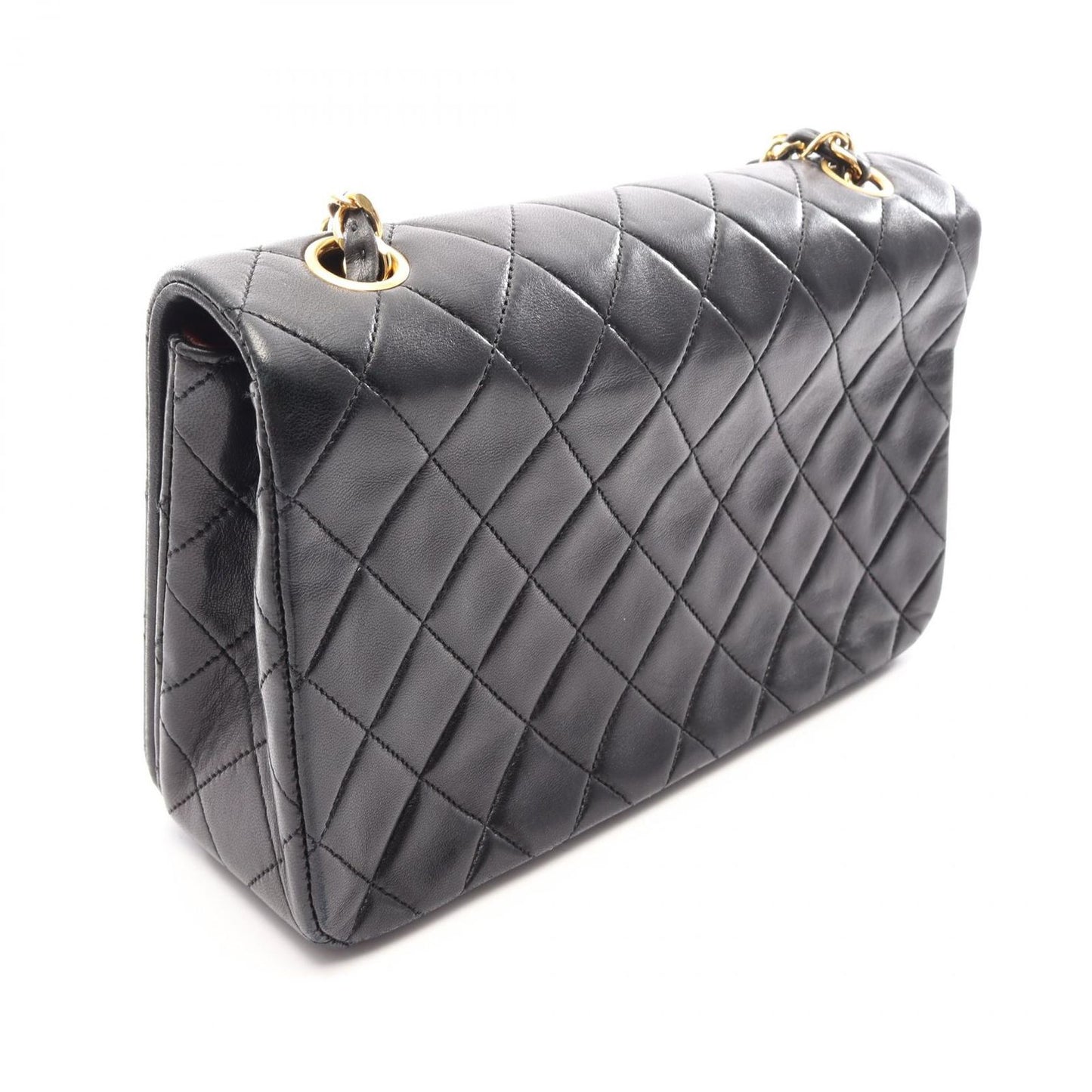 Chanel Shoulder Bag Quilted Full Flap Black Lambskin Chain — view 2