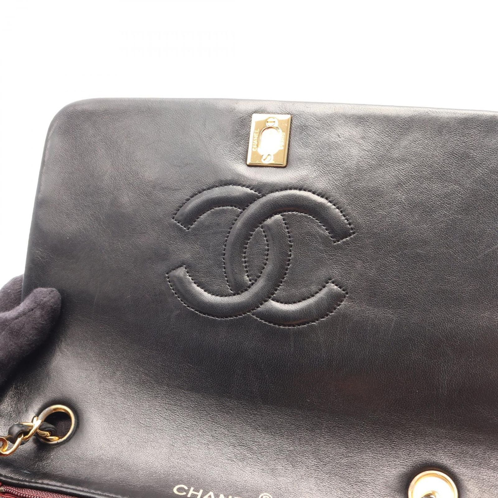 Chanel Shoulder Bag Quilted Full Flap Black Lambskin Chain — view 7