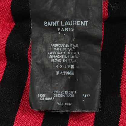 Saint Laurent Paris Short Sleeve T-Shirt Logo Embroidery Border Cotton — view 5