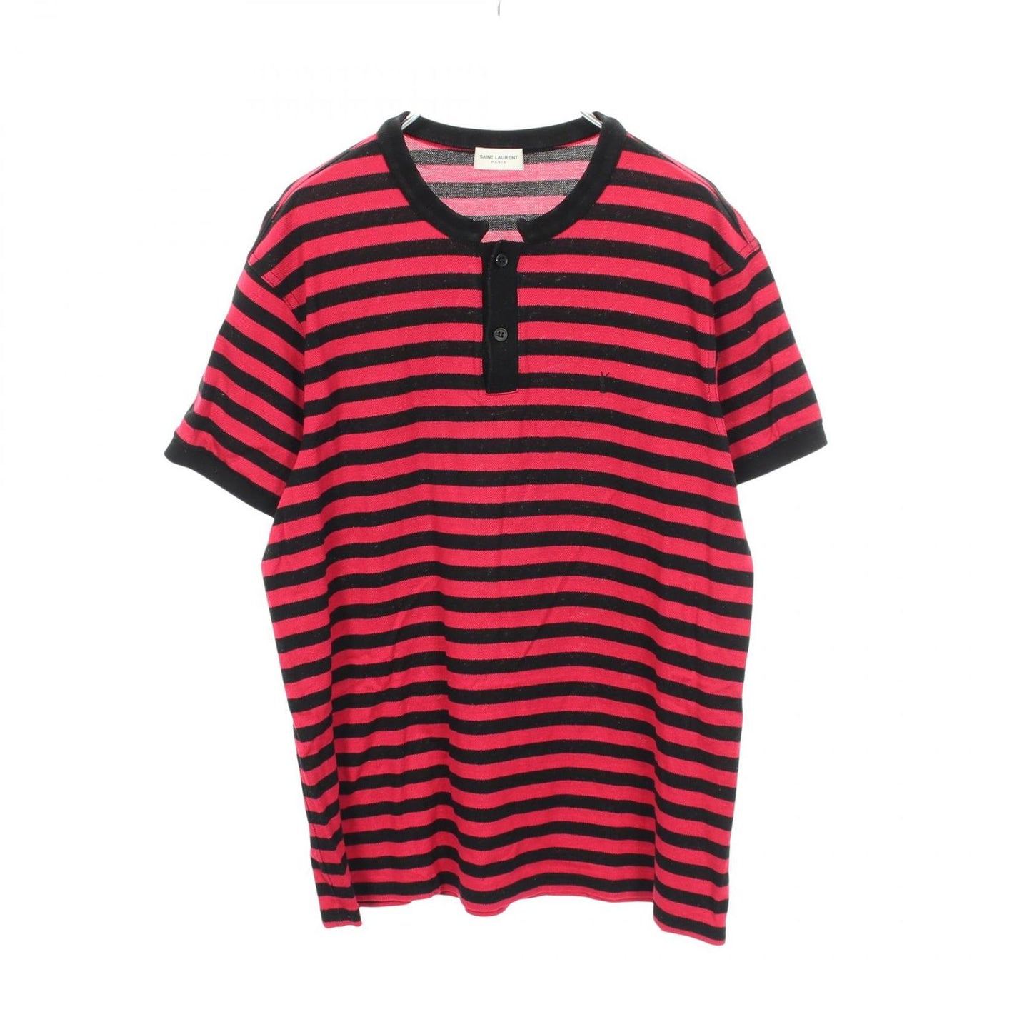 Saint Laurent Paris Short Sleeve T-Shirt Logo Embroidery Border Cotton