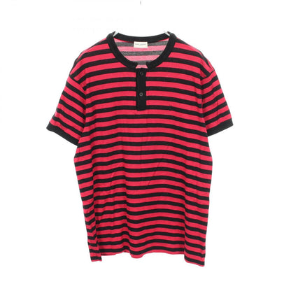 Saint Laurent Paris Short Sleeve T-Shirt Logo Embroidery Border Cotton