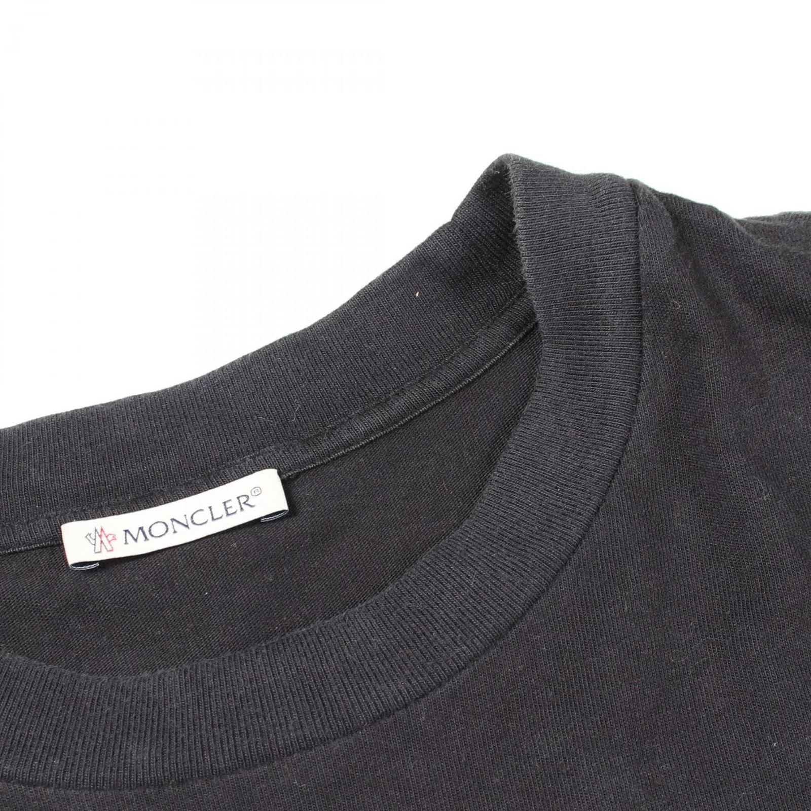Moncler Short Sleeve T-Shirt Logo Embroidery Black Cotton — view 8