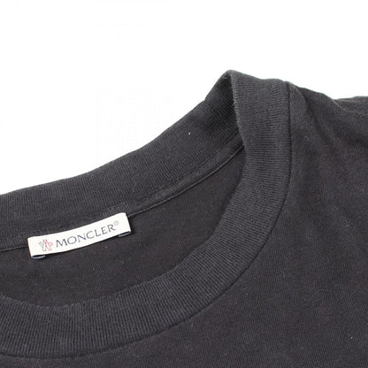 Moncler Short Sleeve T-Shirt Logo Embroidery Black Cotton — view 8